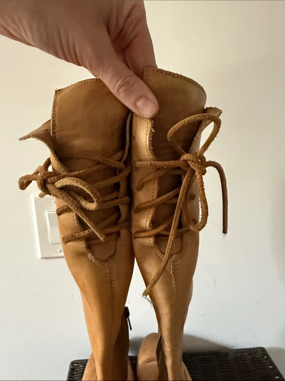 Bed Stu Women's knee high Leather Boots in Tan